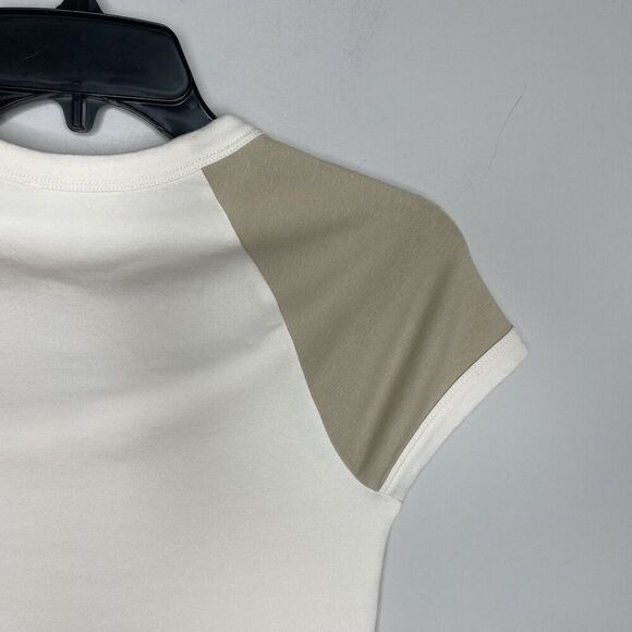 MADEWELL Baby Tee Women XXS Antique Cream NEW Raglan Sleeve Shrunken Fit NP844 - Picture 8 of 14